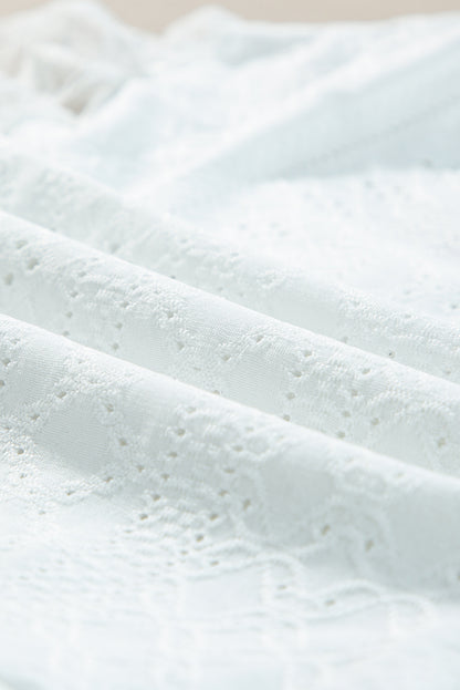 Eyelet Lace Long Sleeve Bodysuit (white/black)-SMALL-XL