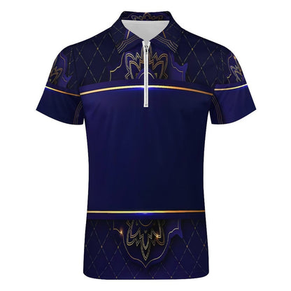 Men's Short Sleeve POLO Shirt with Zipper B470 (All-Over Printing)