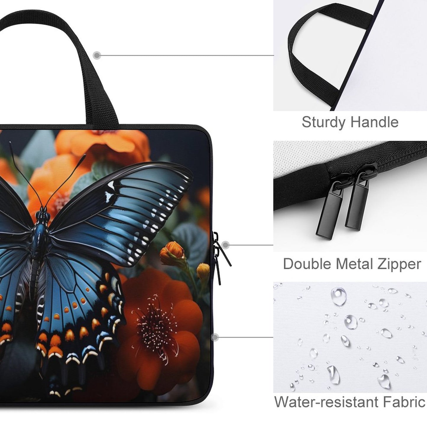 Custom Laptop Case for Your Device-BLUE BUTTERFLY