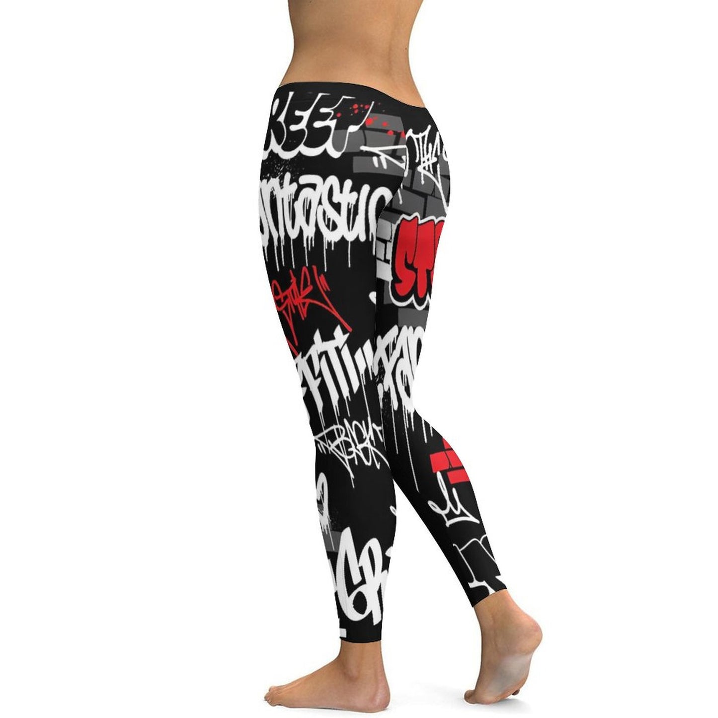 B/R/W GRAFFITI Hot Yoga Pants for Women