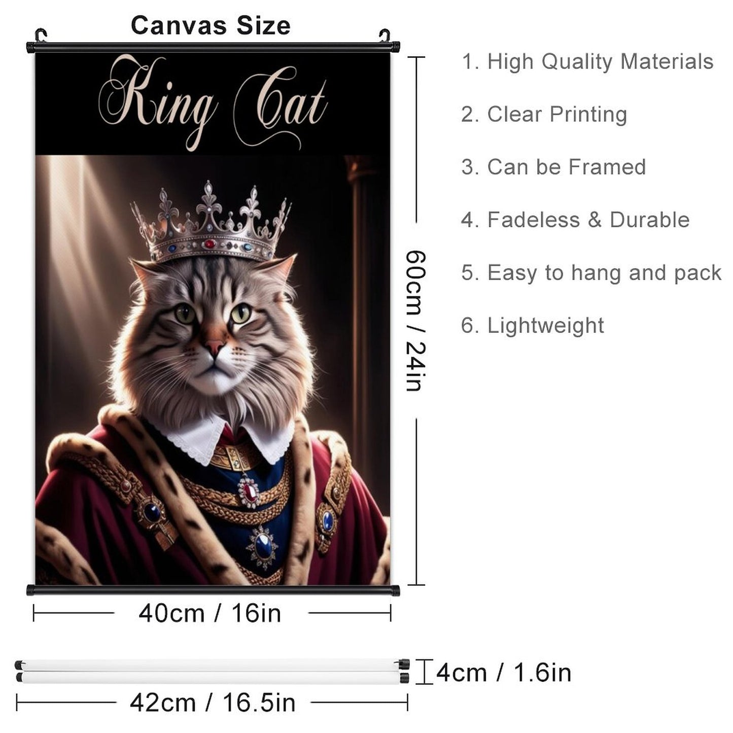 Canvas Hanging Poster with Scrolls-16"x24"/ 40x60cm