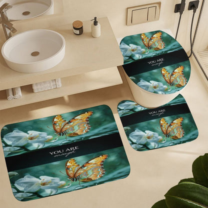 Shower Curtain Set with 3 Rugs-YOU ARE ENOUGH
