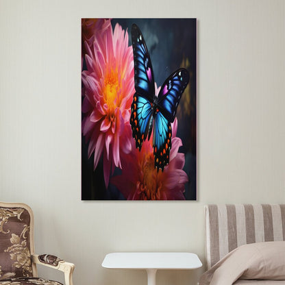 BLUE BUTTERFLY Unframed Art Canvas (Vertical 2:3)-8x12 inch/12x18 inch