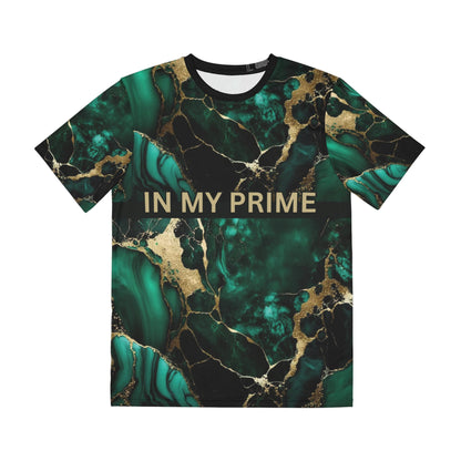 IN MY PRIME GREEN & GOLD MARBLE Men's Polyester Tee