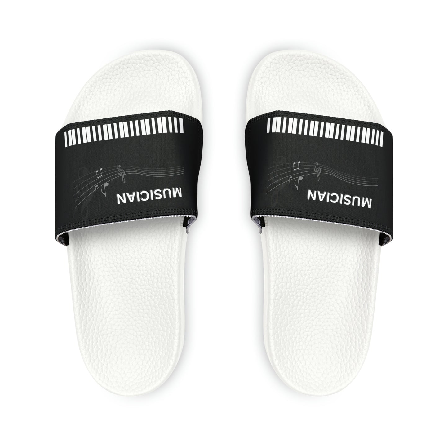 MUSICIAN'S PIANO Unisex Slide Sandals (OPTIONS: BLACK OR WHITE SOLE BOTTOMS)