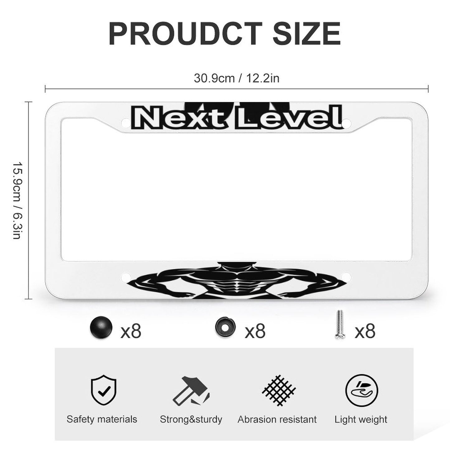 License Plate Frames with 4 Round Holes (1 Pair)