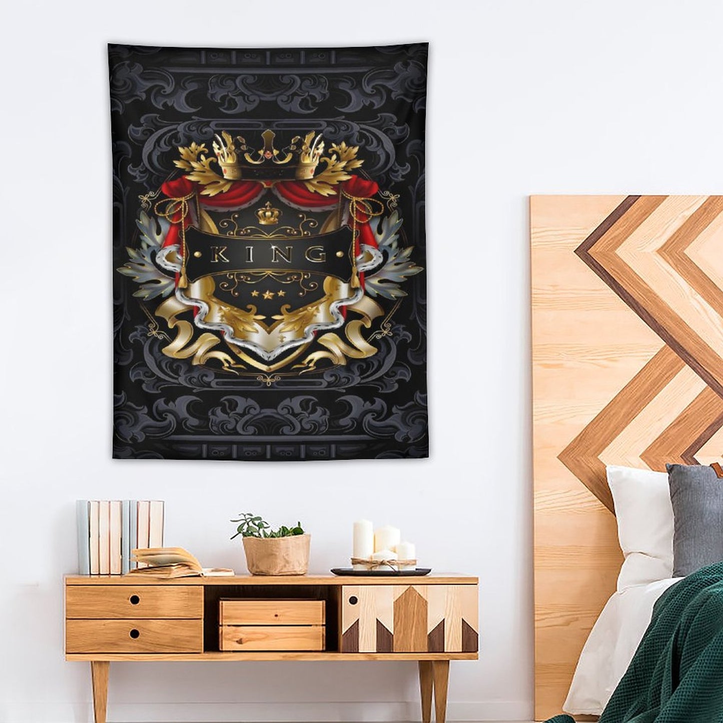 Wall Art with Vertical Tapestry