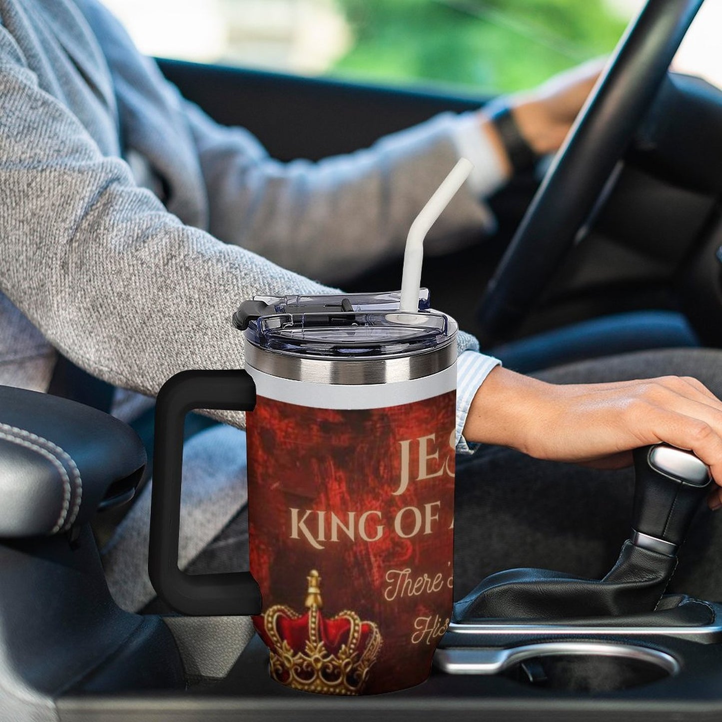40oz Insulated Tumbler with Handle and Straw