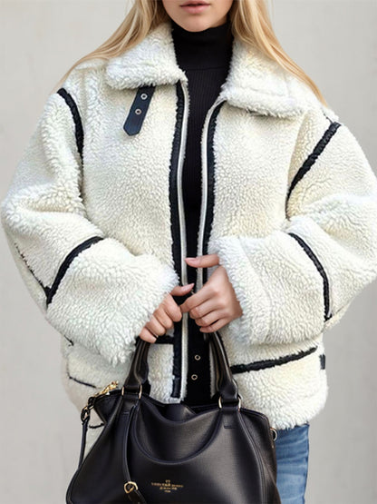 Zip Up Long Sleeve Sherpa Jacket-XS-L