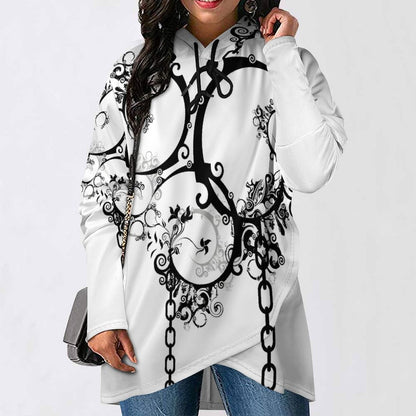 230gsm Poncho-style Long Sleeve Women Hoodie with Irregular Hem DS001 (All-Over Printing)