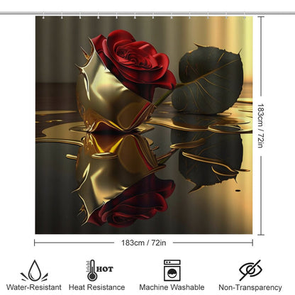 ROSE IN GOLD Shower Curtain Set with 3 Rugs
