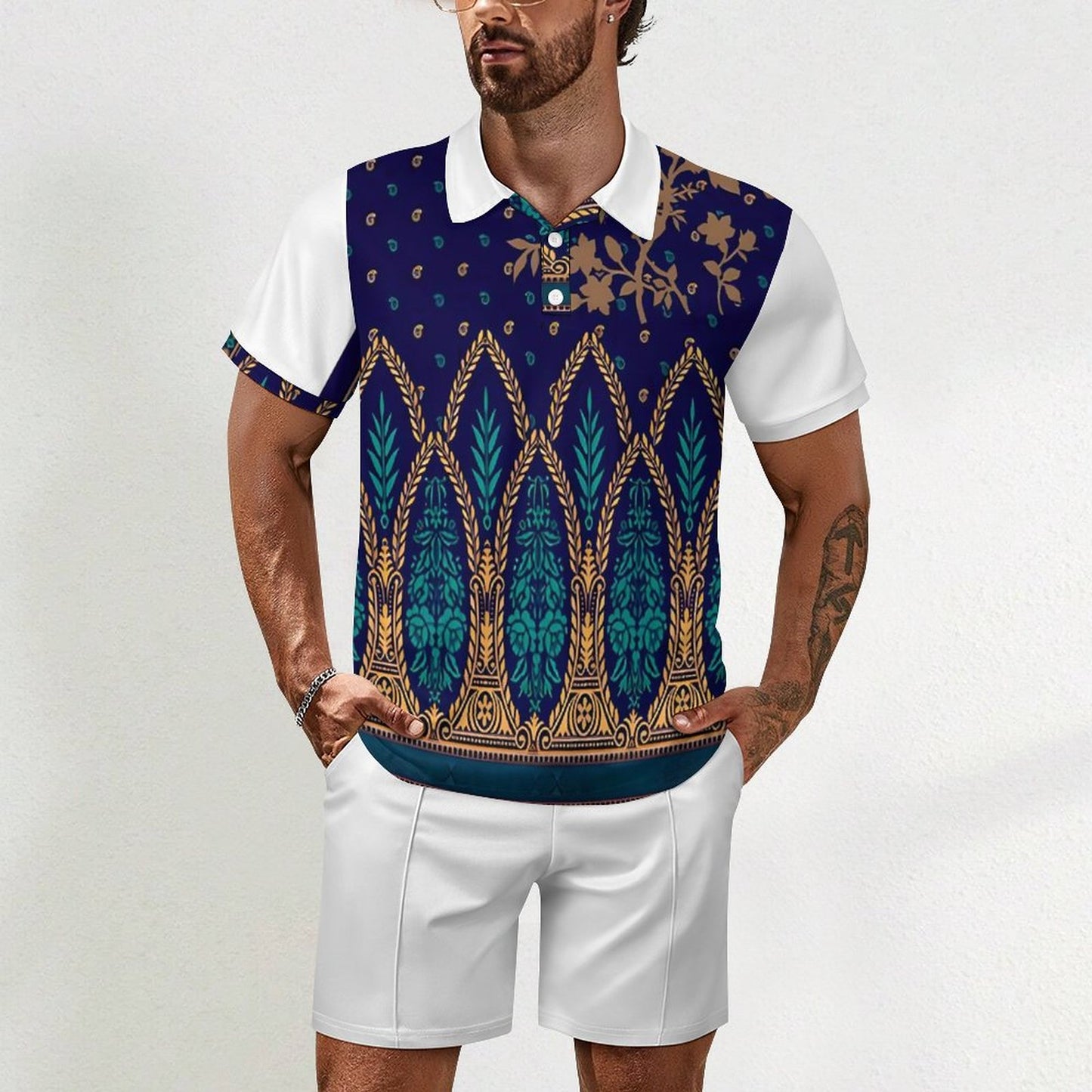 200gsm Short Sleeve Men's POLO Shirt Set A46TZ (All-Over Printing)