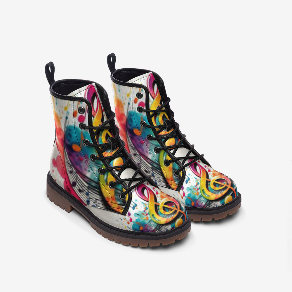 MUSIC GRAFFITI Leather Lightweight boots