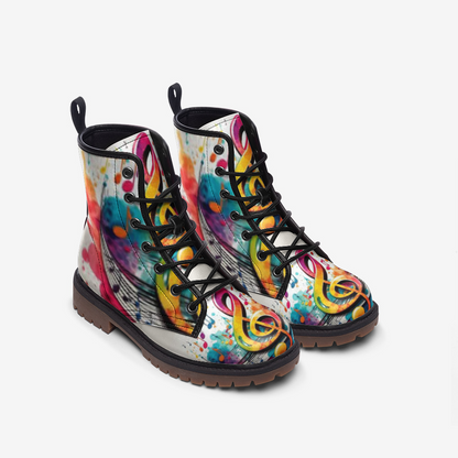 MUSIC GRAFFITI Leather Lightweight boots