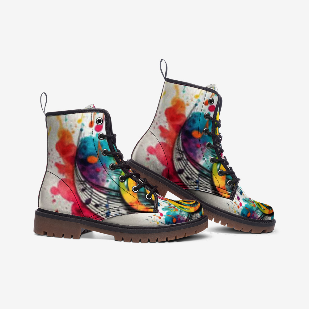 MUSIC GRAFFITI Leather Lightweight boots