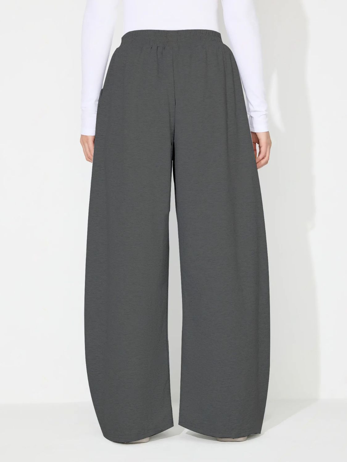 Elastic Waist Wide Leg Pants with Pockets (black/light grey/dark grey)-SMALL-XL