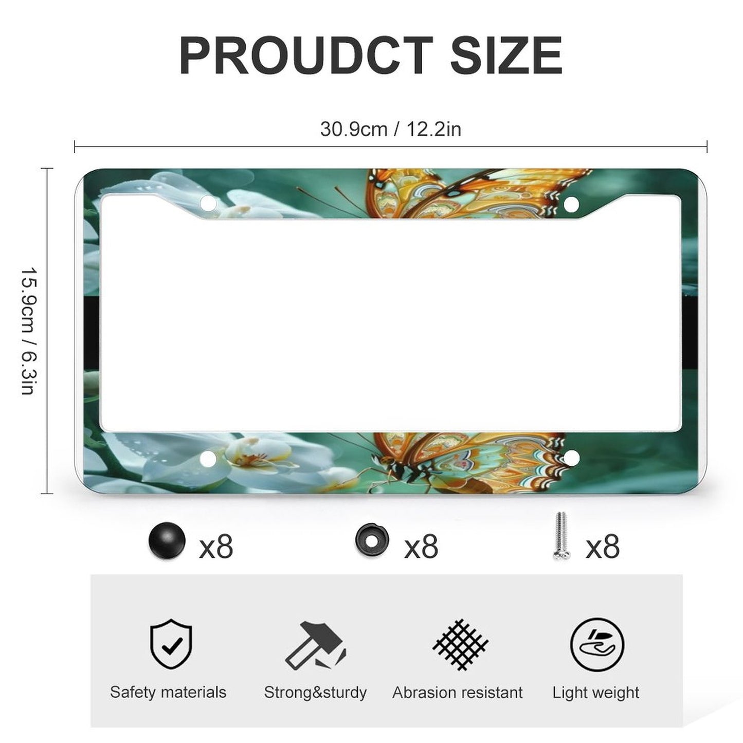 License Plate Frames with 4 Round Holes (1 Pair)