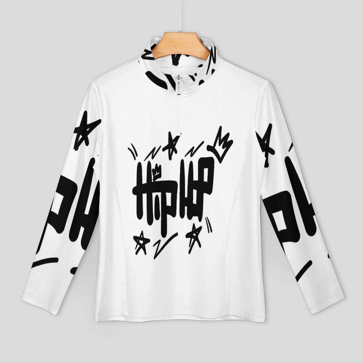 1/4 Zipper Long Sleeve Zip Gym Top DS007 (All-Over Printing)
