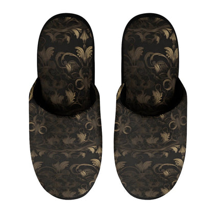 BLACK & GOLD ACCENT Flannel Men's Cotton Slippers
