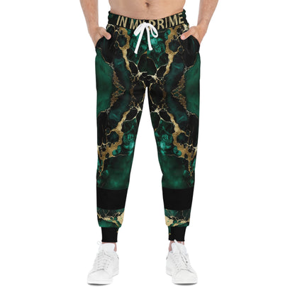 IN MY PRIME Green/Gold Marble Athletic Joggers-SMALL-3XL