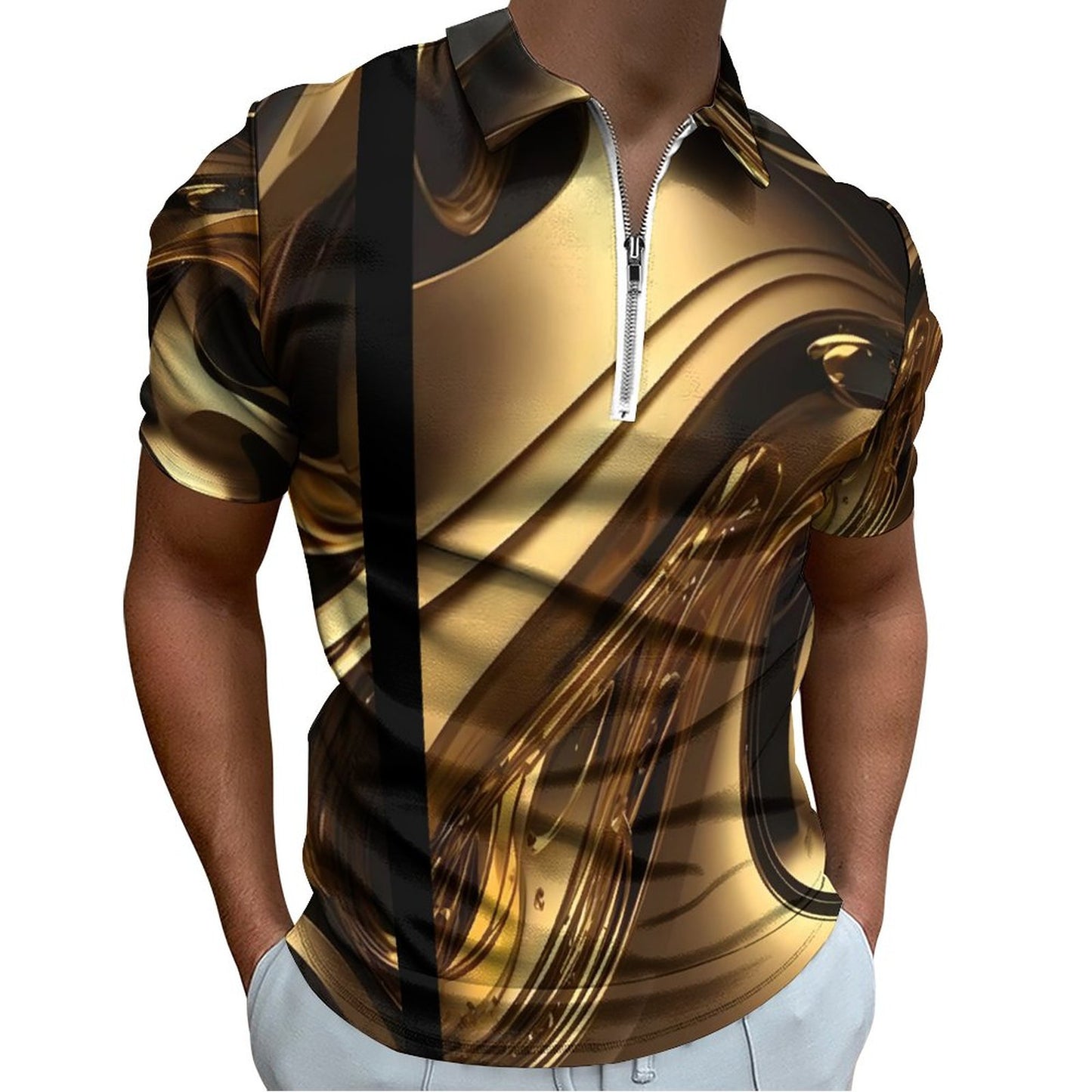 Men's Short Sleeve POLO Shirt with Zipper B470 (All-Over Printing)