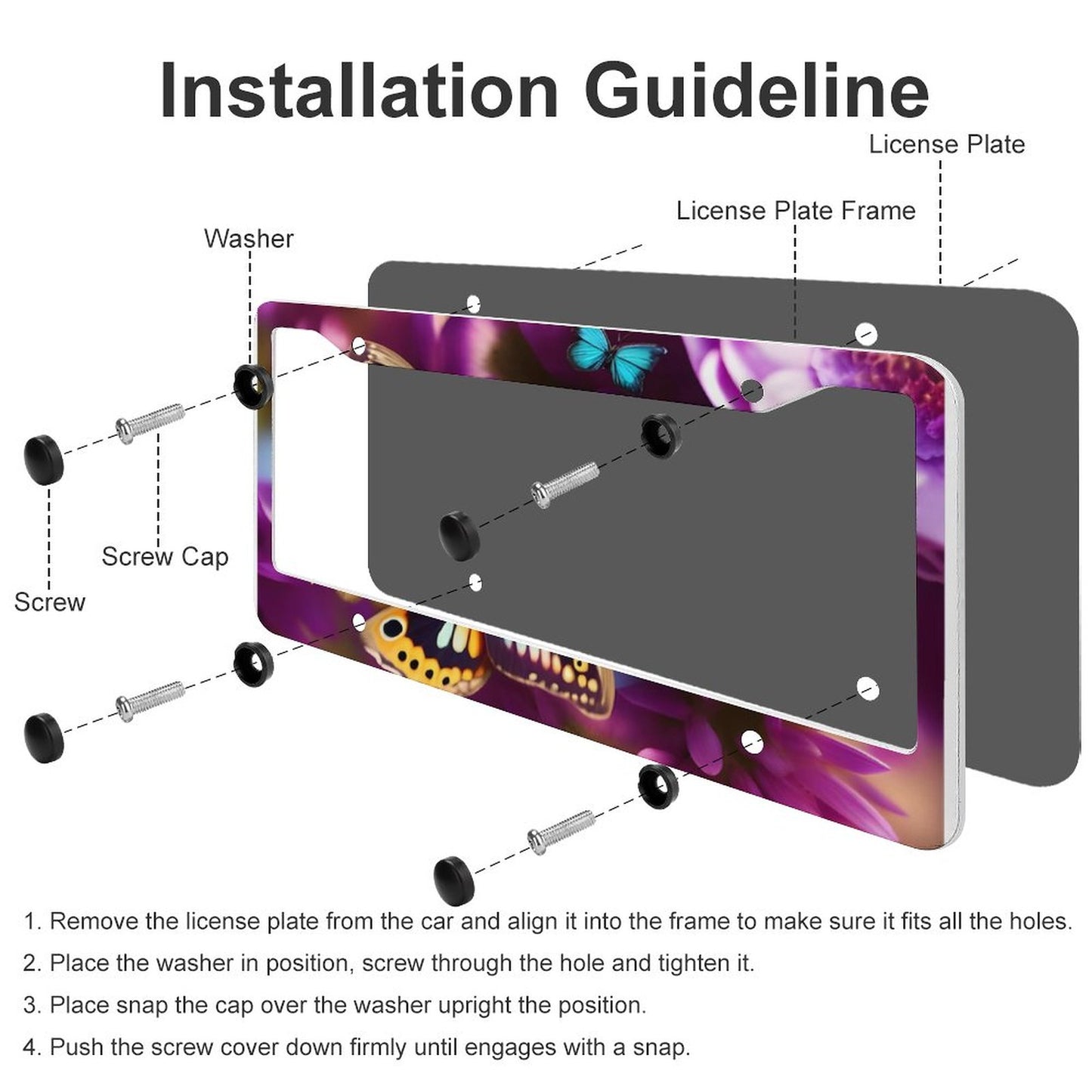 License Plate Frames with 4 Round Holes (1 Pair)