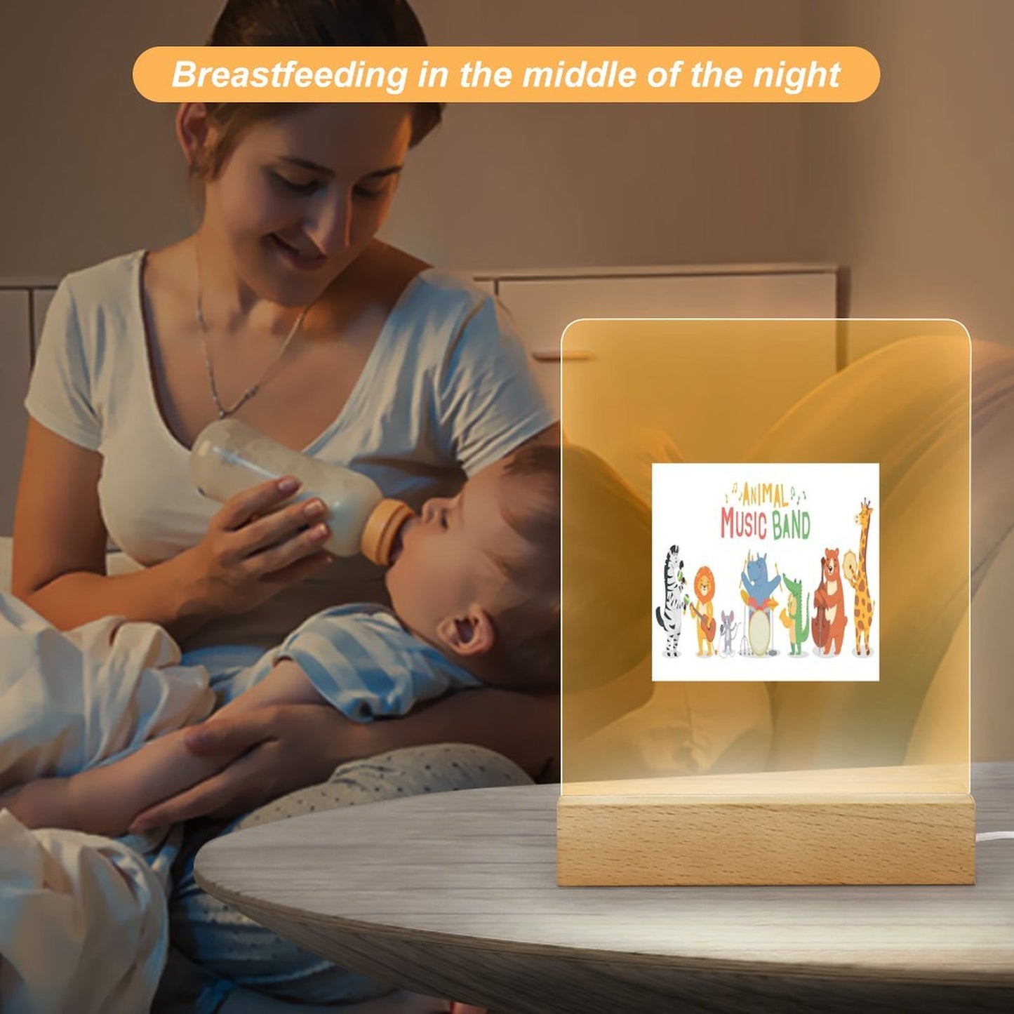 Acrylic Night Light with Wooden Base
