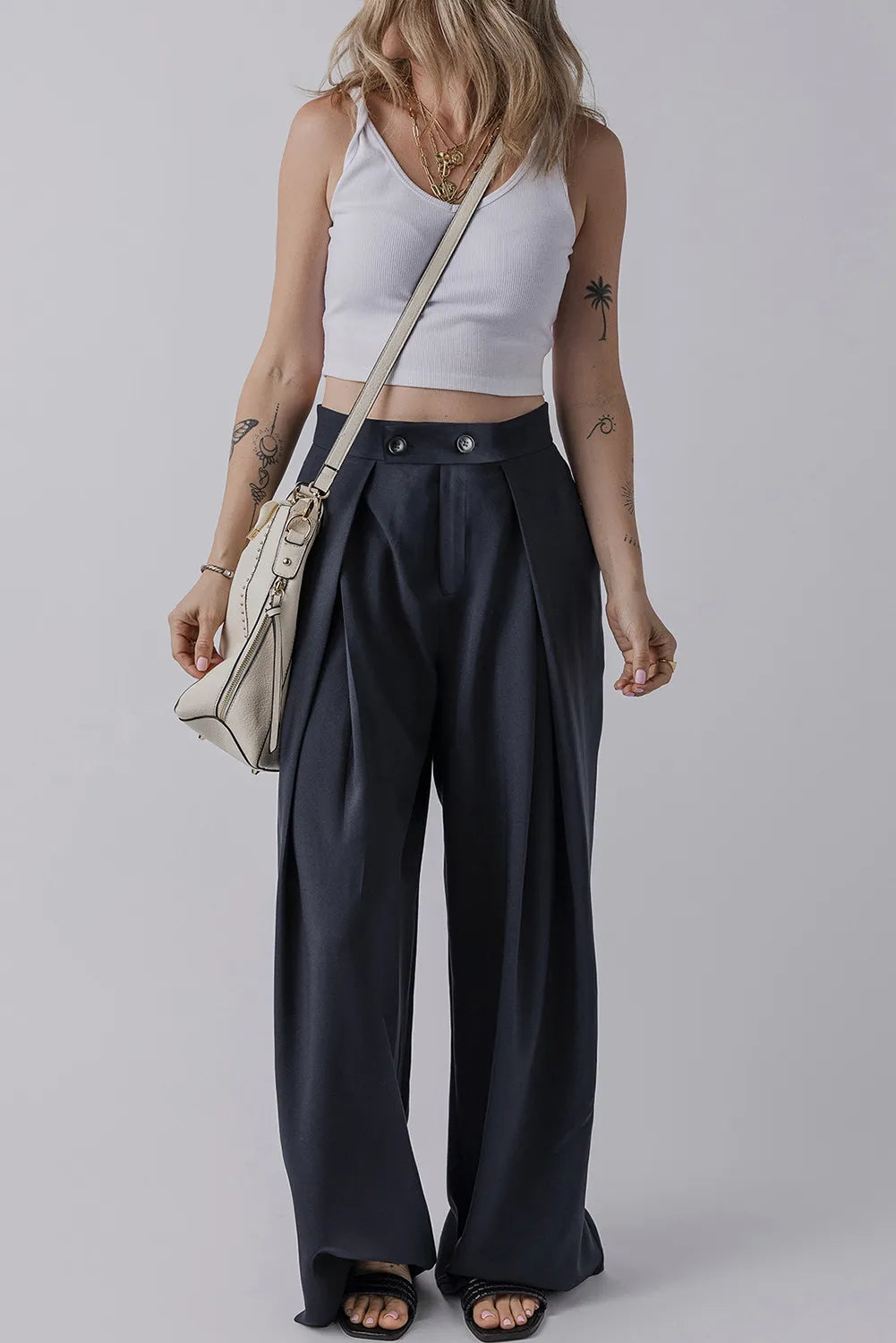Wide Leg Pants with Pockets (dark navy)-SMALL-XL