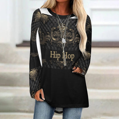 Custom Women's Long Sleeve U-Neck T-Shirts (All-Over Printing)
