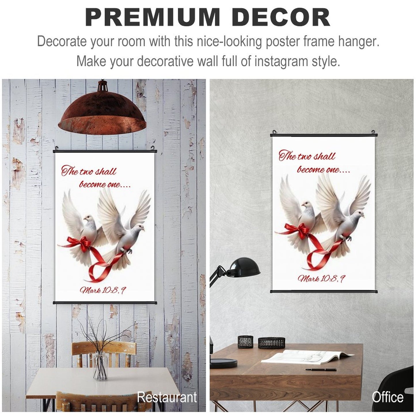Canvas Hanging Poster with Scrolls-16"x24"/ 40x60cm-TWO SHALL BECOME ONE
