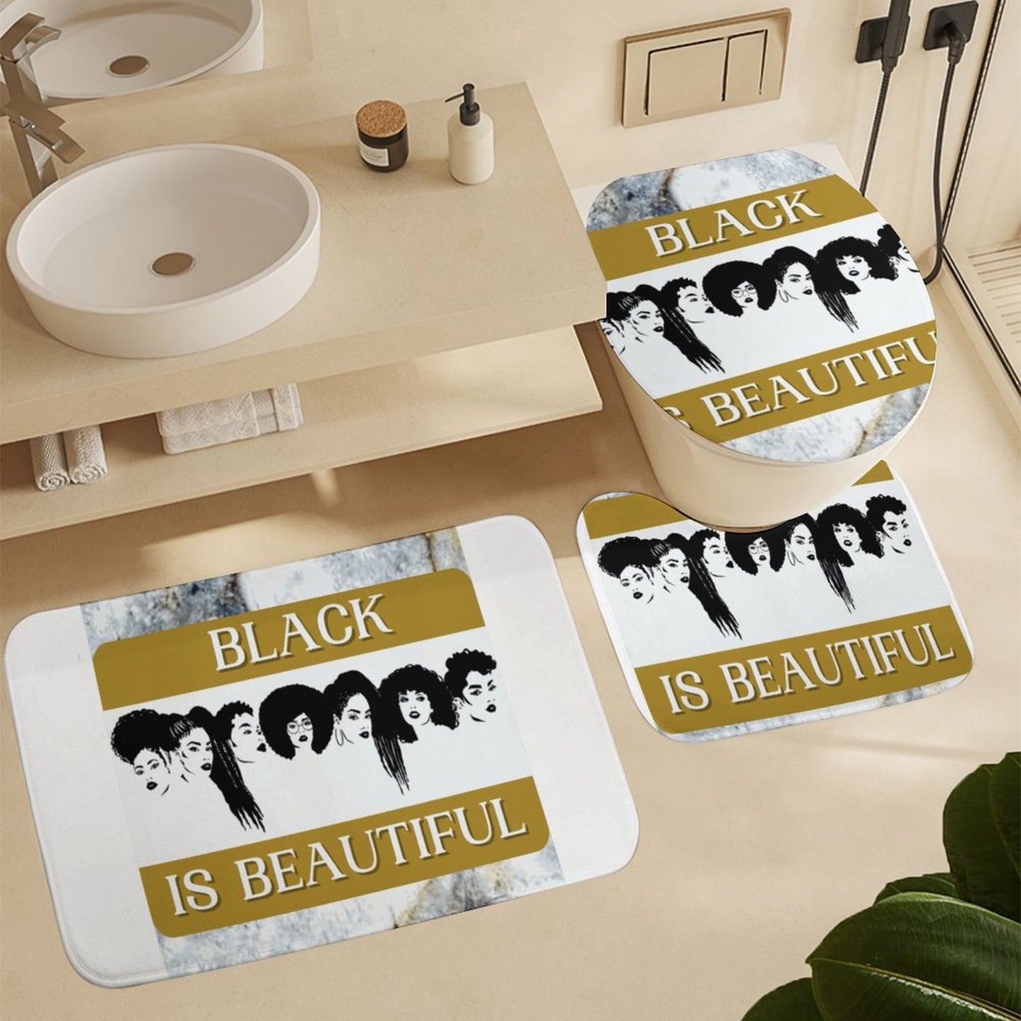 Coral Velvet Restroom Rug Set of 3-15.7"x23.6"/ 40x60cm