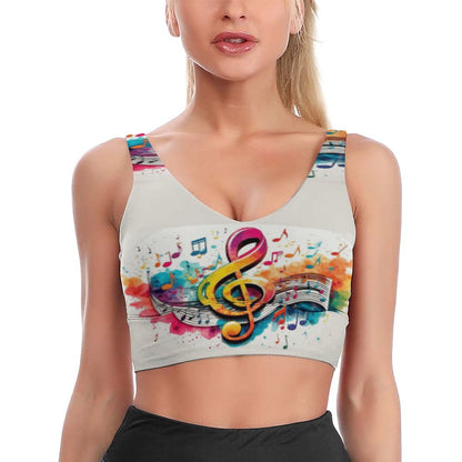 MUSIC GRAFFITI Sports Yoga Bra-removable inner pads-SMALL-2XL