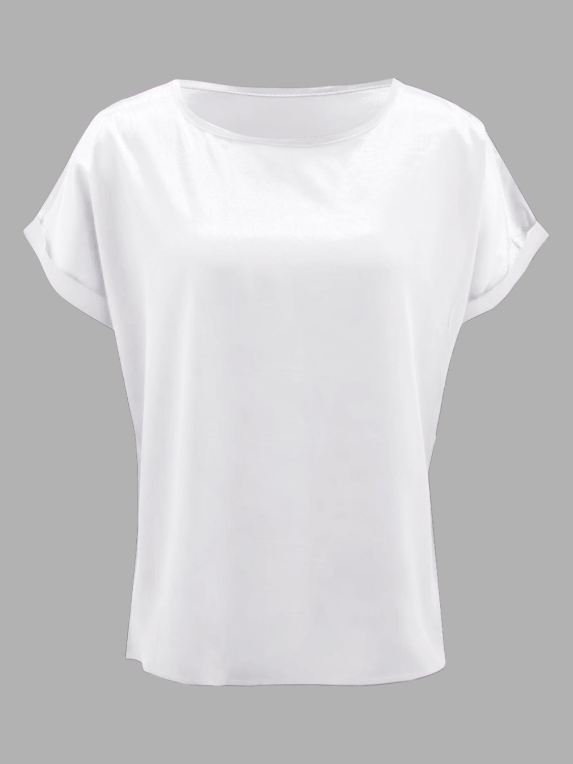 Satin Round Neck Short Sleeve Blouse (black/white/royal blue/lilac/pink/blue/burgundy/green)-SMALL-2XL