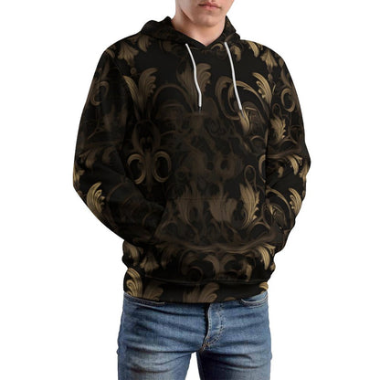 BLACK & GOLD ACCENT Men's Hoodie with Double-layer Cap-SMALL-6XL