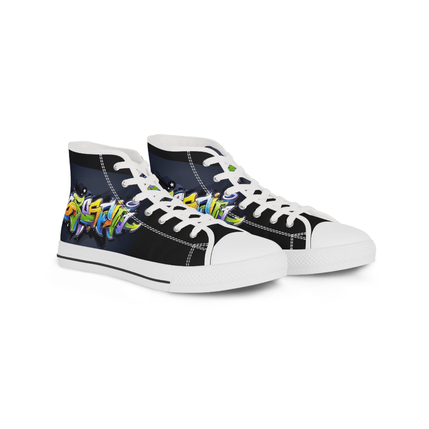 COLORFUL GRAFFITI Men's High Top Sneakers (Options: black or white bottom soles)