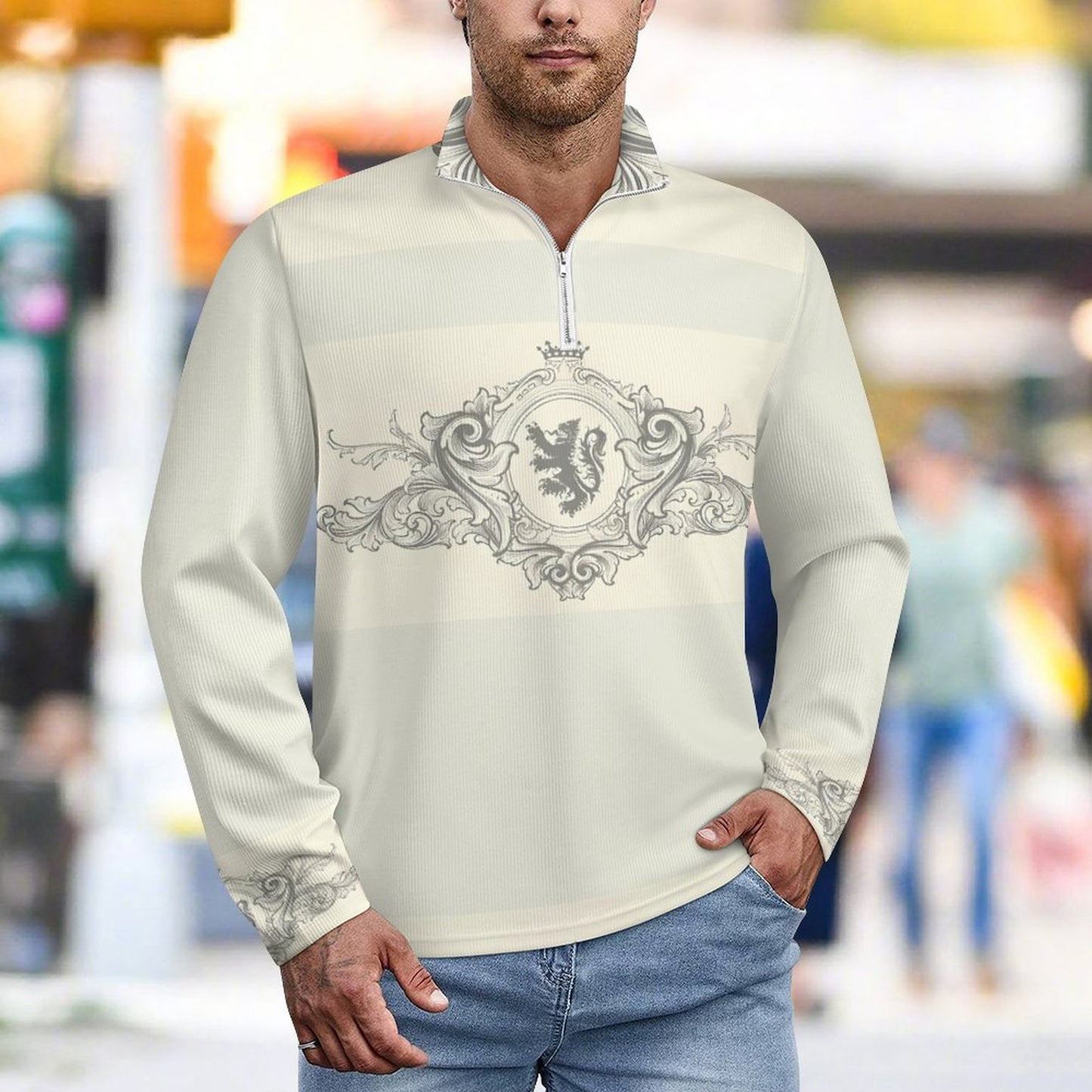 300gsm Men's Polo Sweatshirt LM111 (All-Over Printing)