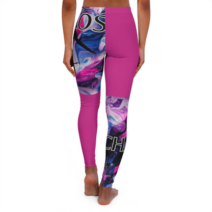 CHAOS SQUARES Women's Casual Spandex Leggings (pink)-*XS-2XL