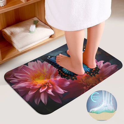 BLUE BUTTERFLY Coral Velvet Restroom Rug Set of 3-19.7"x31.5"/50x80cm