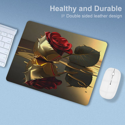 ROSE IN GOLD PU Leather Mouse Pad