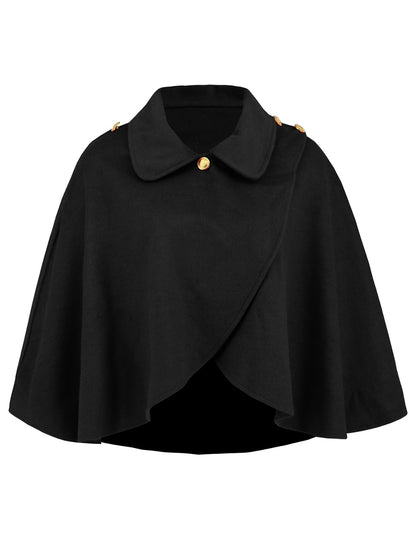 Collared Neck Cropped Cape (deep red/black/camel)-ONE SIZE