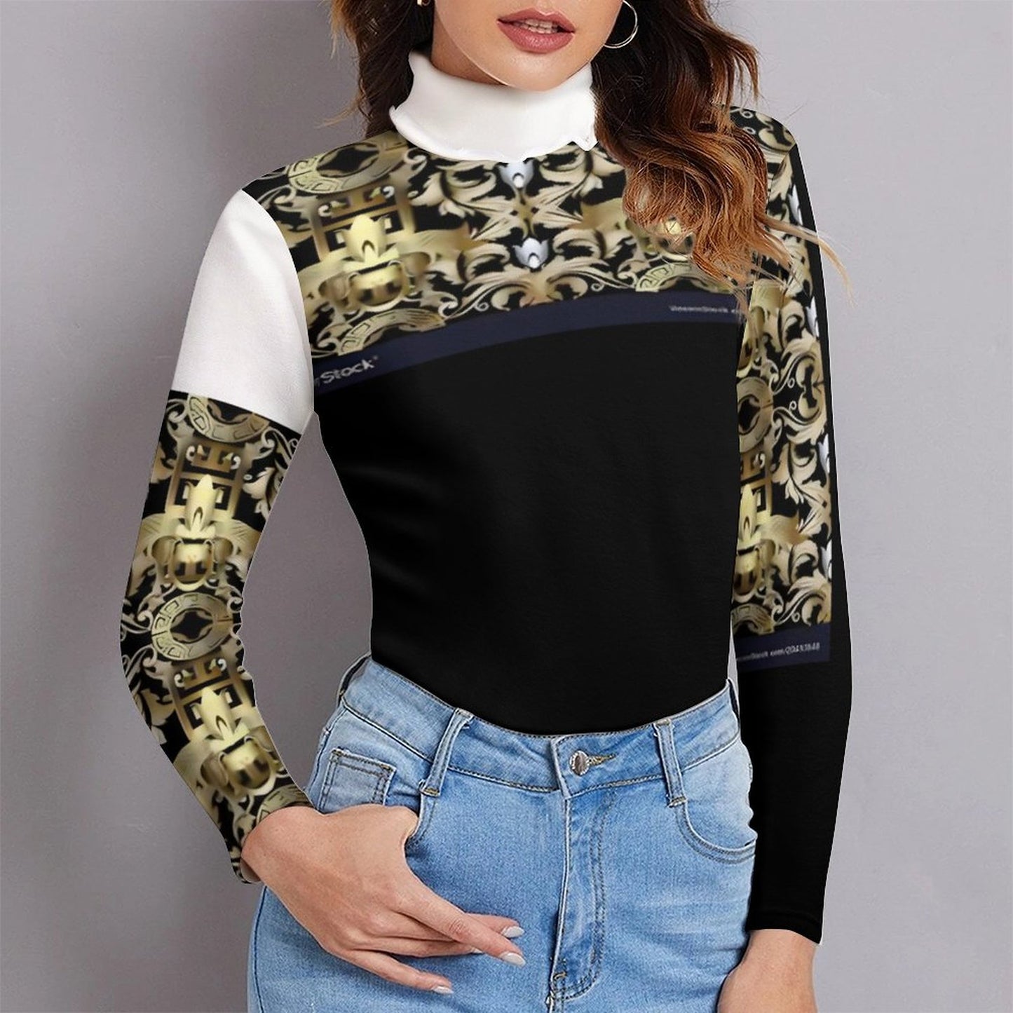 Women Long Sleeve Turtleneck Sweater MY08 (All-Over Printing)