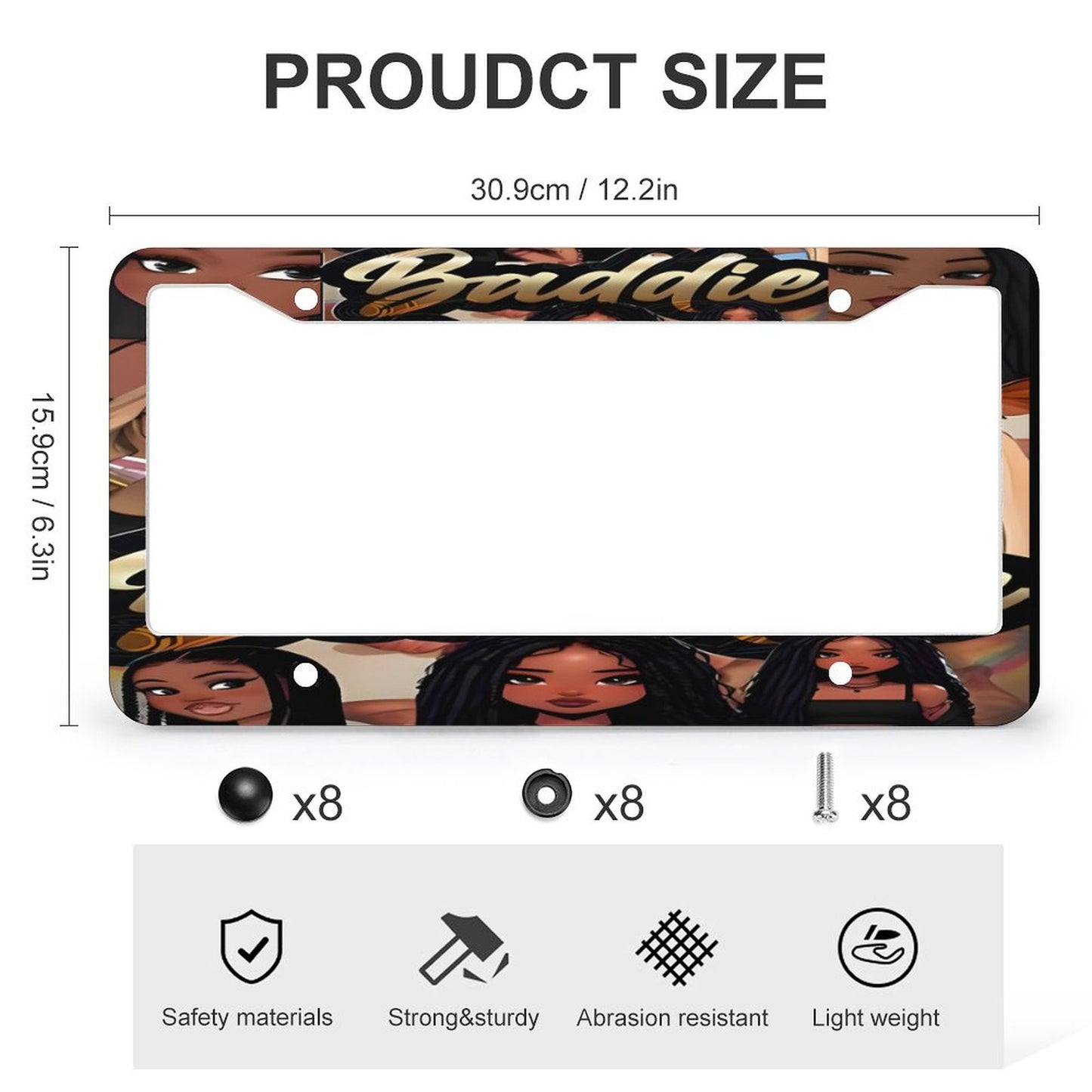 License Plate Frames with 4 Round Holes (1 Pair)