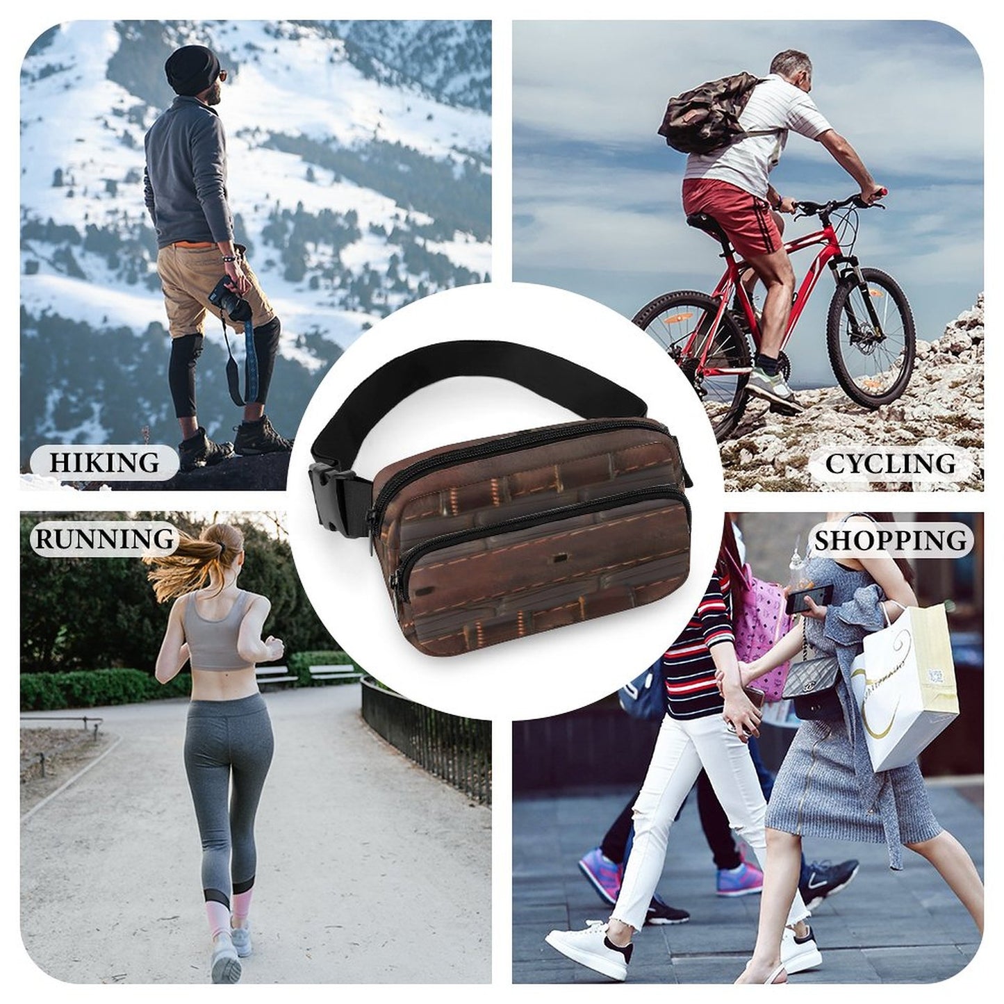 RUGGED LEATHER BUCKLE Print Bum Bag