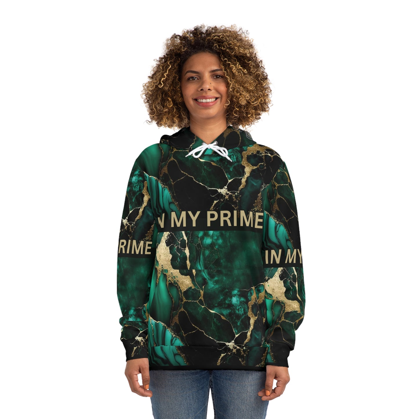 IN MY PRIME GREEN & GOLD MARBLE Unisex Fashion Hoodie