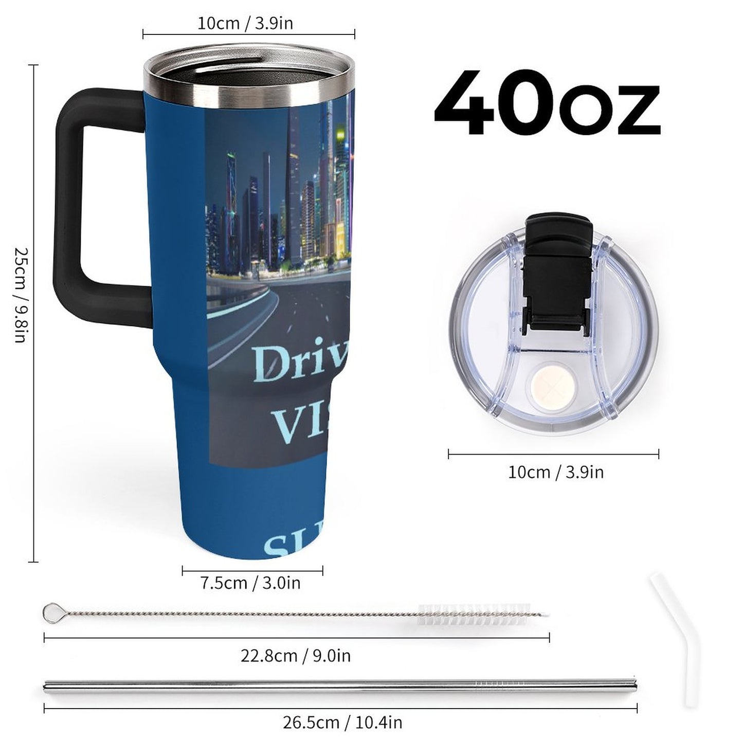 40oz Insulated Tumbler with Handle and Straw