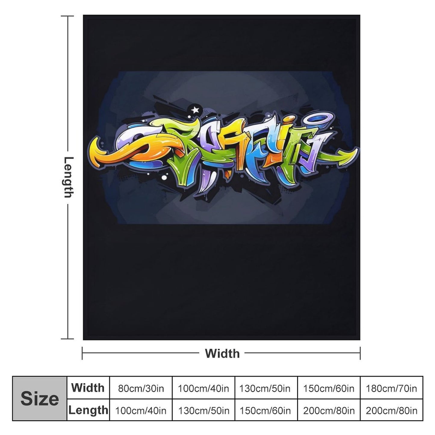 COLORFUL GRAFFITI Plush Flannel Blanket-70"x80" (Dual-sided Image)