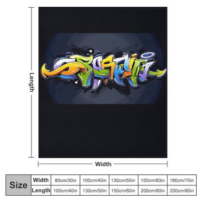 COLORFUL GRAFFITI Plush Flannel Blanket-70"x80" (Dual-sided Image)