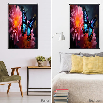 BLUE BUTTERFLY Canvas Hanging Poster with Scrolls-16"x24"/ 40x60cm