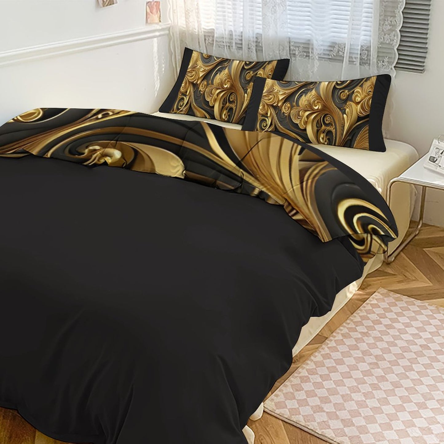 3-Piece Bedding Set-86"×70"/ 218×177cm (Dual-sidede Printing)