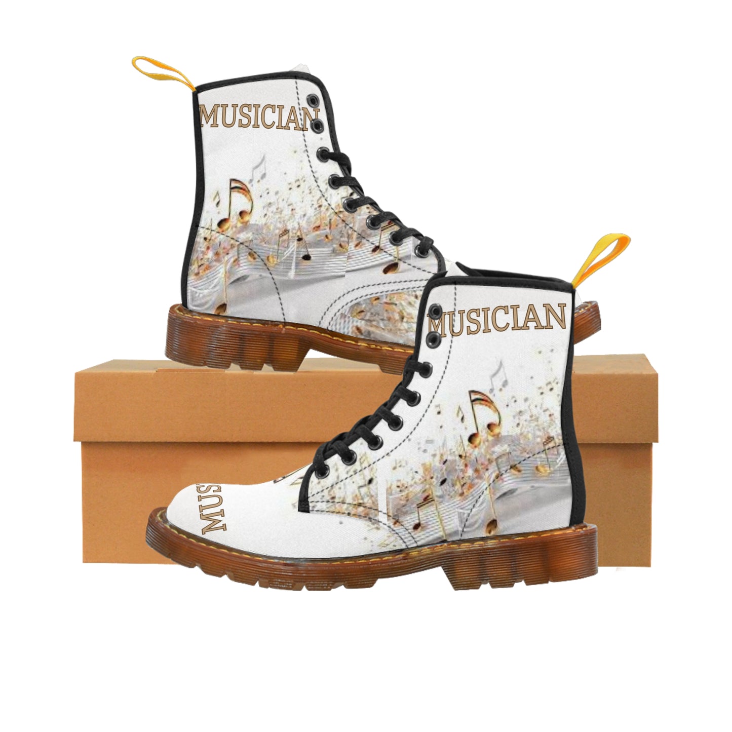 MUSICIAN In Gold Women's Canvas Boots  (Options: black or brown bottom soles)